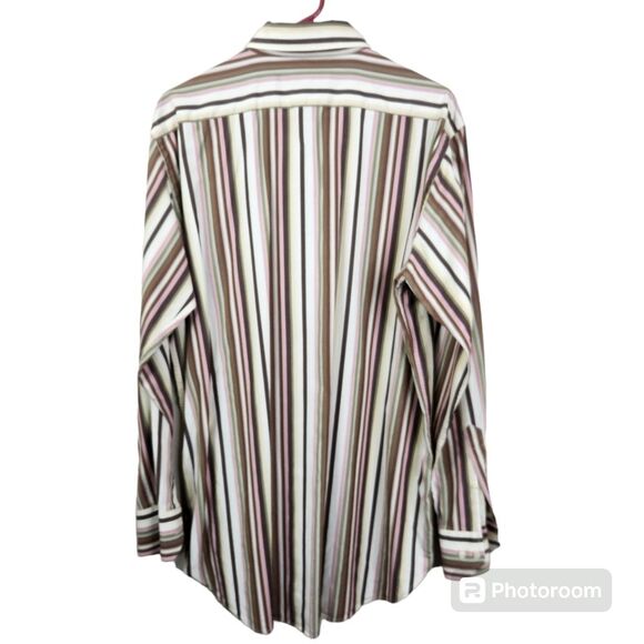 Etro Milano Multi-Color Vertical Striped Long Sleeve Button Down 43 - Picture 2 of 10